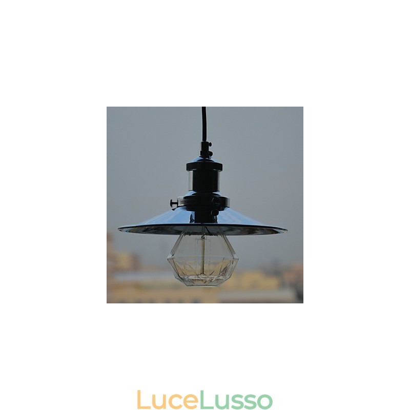 Lampada a sospensione in metallo cromato Country