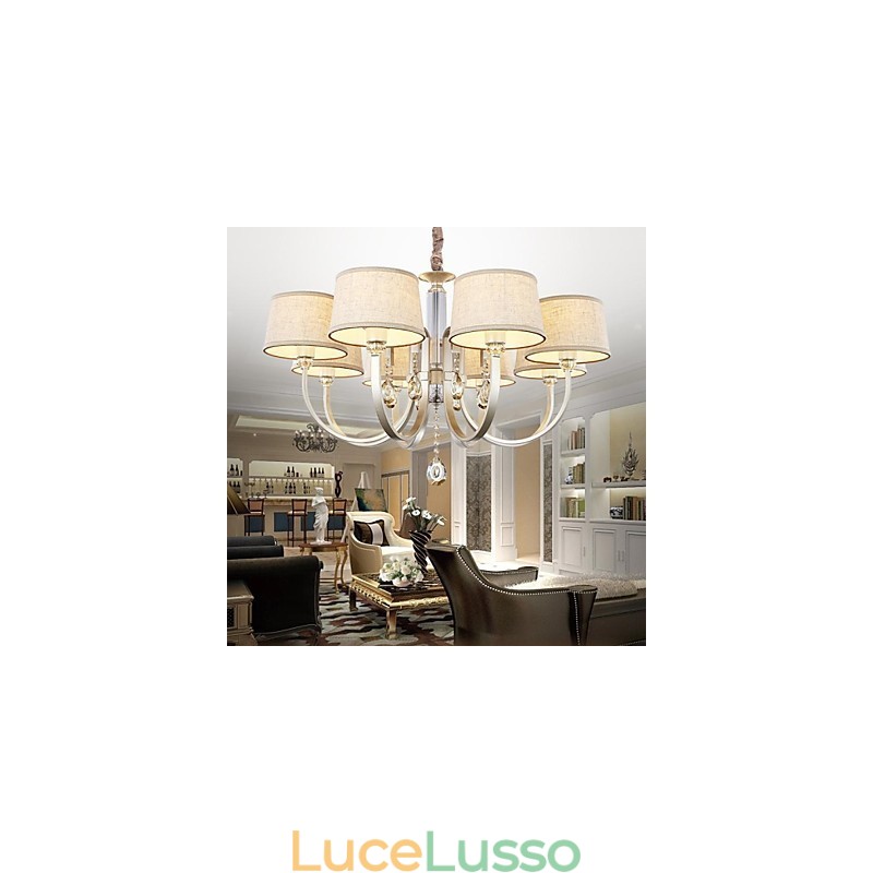 Lampadario in metallo argentato Country Crystal