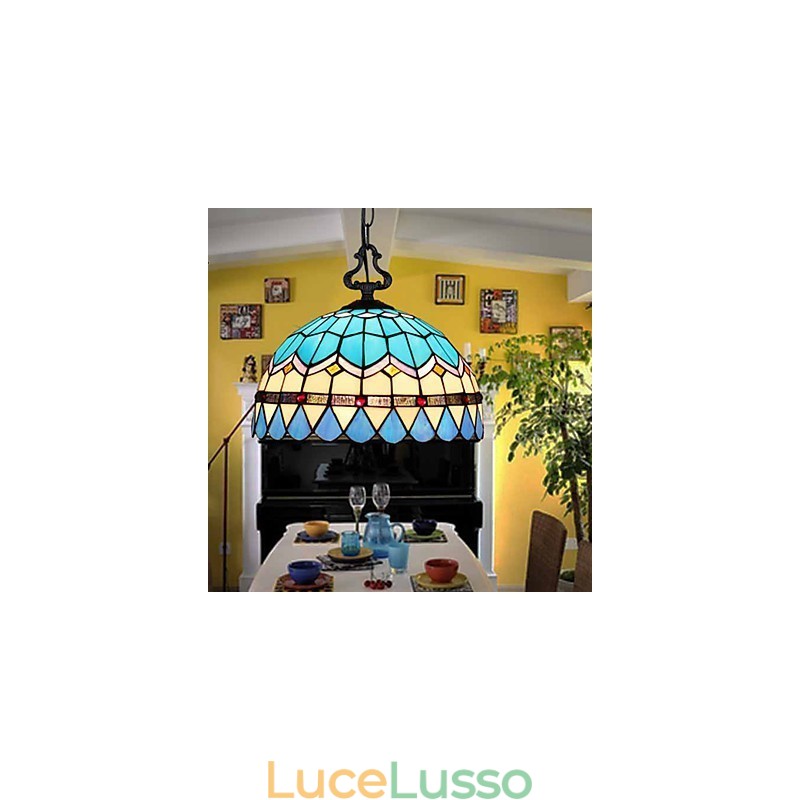 Lampadario in vetro colorato di arti creative rurali europee che restaura i modi antichi Lampada Luce