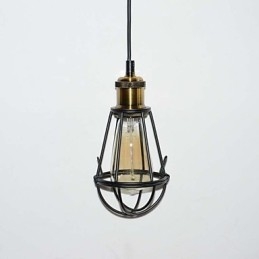 Lampada LOFT Lampada a sospensione vintage Lampada Edison Lampada in ferro nero Gabbia in metallo Paralume in stile magazzino Illuminazione Lampadario