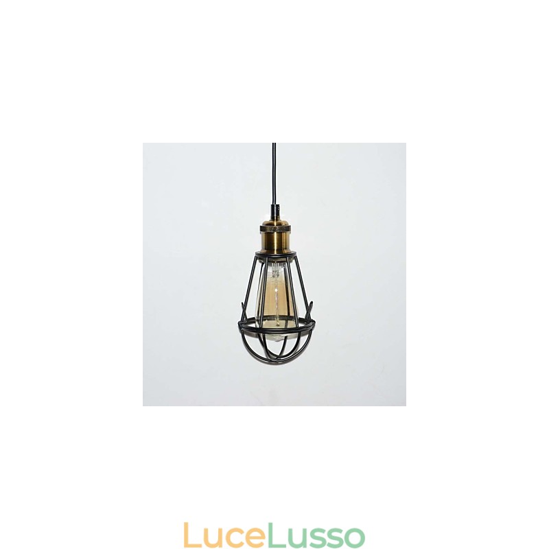 Lampada LOFT Lampada a sospensione vintage Lampada Edison Lampada in ferro nero Gabbia in metallo Paralume in stile magazzino Illuminazione Lampadario