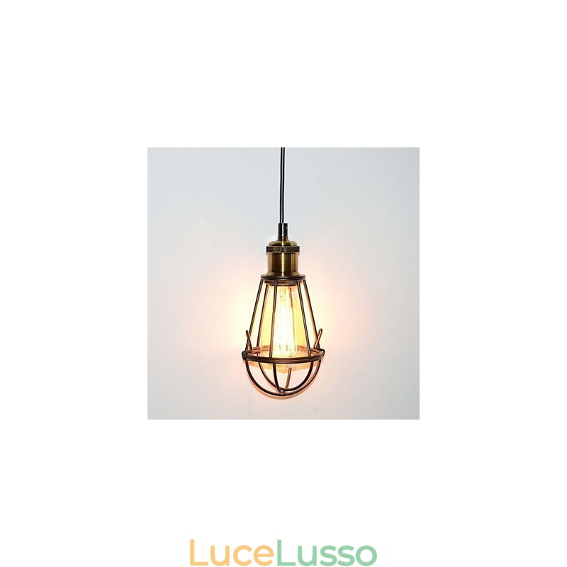 Lampada LOFT Lampada a sospensione vintage Lampada Edison Lampada in ferro nero Gabbia in metallo Paralume in stile magazzino Illuminazione Lampadario
