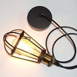 Lampada LOFT Lampada a sospensione vintage Lampada Edison Lampada in ferro nero Gabbia in metallo Paralume in stile magazzino Illuminazione Lampadario