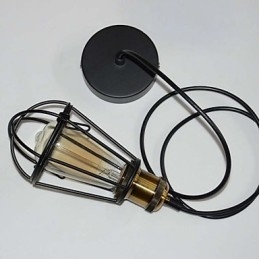 Lampada LOFT Lampada a sospensione vintage Lampada Edison Lampada in ferro nero Gabbia in metallo Paralume in stile magazzino Illuminazione Lampadario