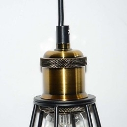 Lampada LOFT Lampada a sospensione vintage Lampada Edison Lampada in ferro nero Gabbia in metallo Paralume in stile magazzino Illuminazione Lampadario