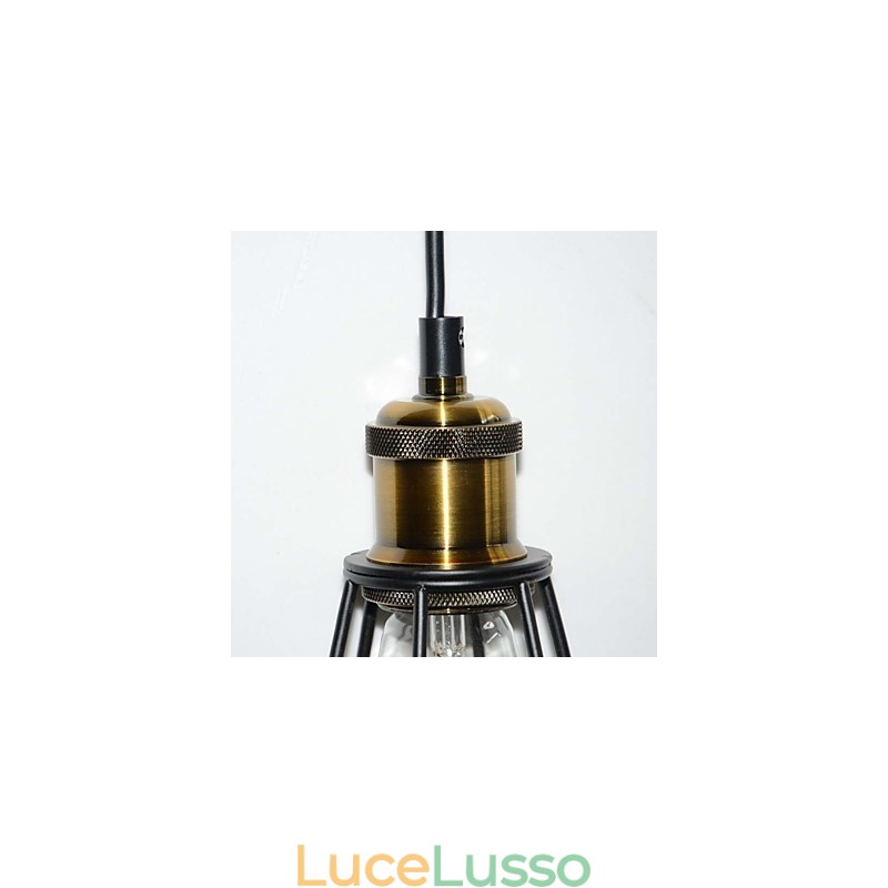 Lampada LOFT Lampada a sospensione vintage Lampada Edison Lampada in ferro nero Gabbia in metallo Paralume in stile magazzino Illuminazione Lampadario