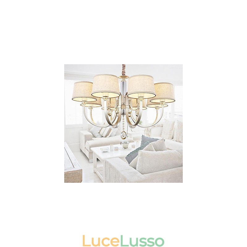 Lampadario in metallo argentato Country Crystal