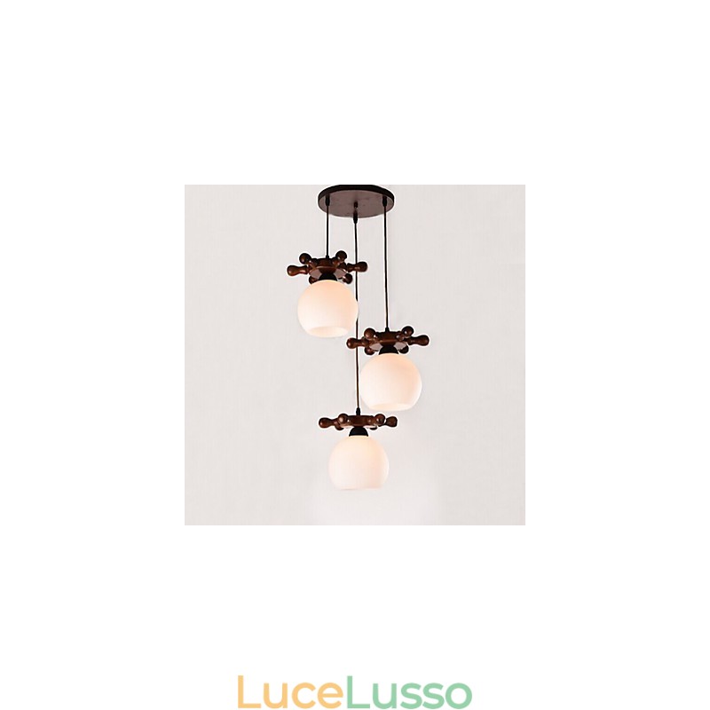 Lampada a sospensione in legno massello semplice e moderna in vetro da pranzo con timone di nave mediterranea europea