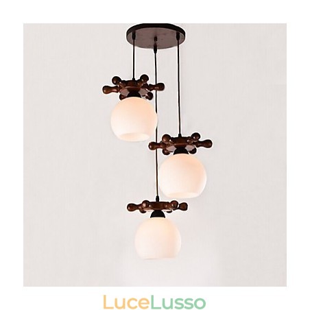 Lampada a sospensione in legno massello semplice e moderna in vetro da pranzo con timone di nave mediterranea europea Lampada a sospensione in legno massello semplice e moderna in vetro da pranzo con timone di nave mediterranea europea