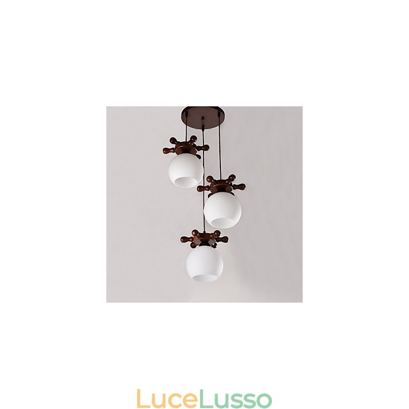Lampada a sospensione in legno massello semplice e moderna in vetro da pranzo con timone di nave mediterranea europea