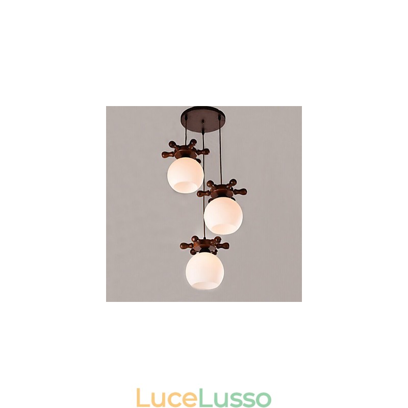 Lampada a sospensione in legno massello semplice e moderna in vetro da pranzo con timone di nave mediterranea europea