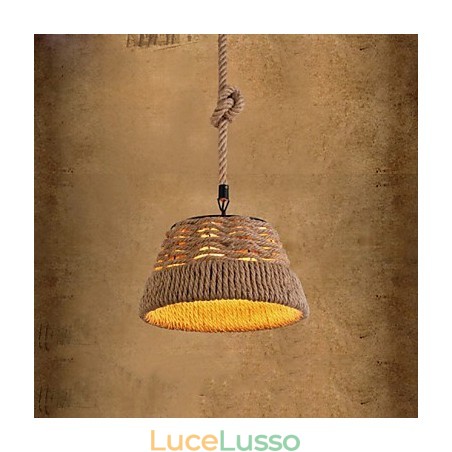 Lampadario a sospensione industriale con vento creativo nordico in corda di canapa e pasti Lampadario a sospensione industriale con vento creativo nordico in corda di canapa e pasti