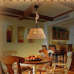 Lampadario a sospensione industriale con vento creativo nordico in corda di canapa e pasti