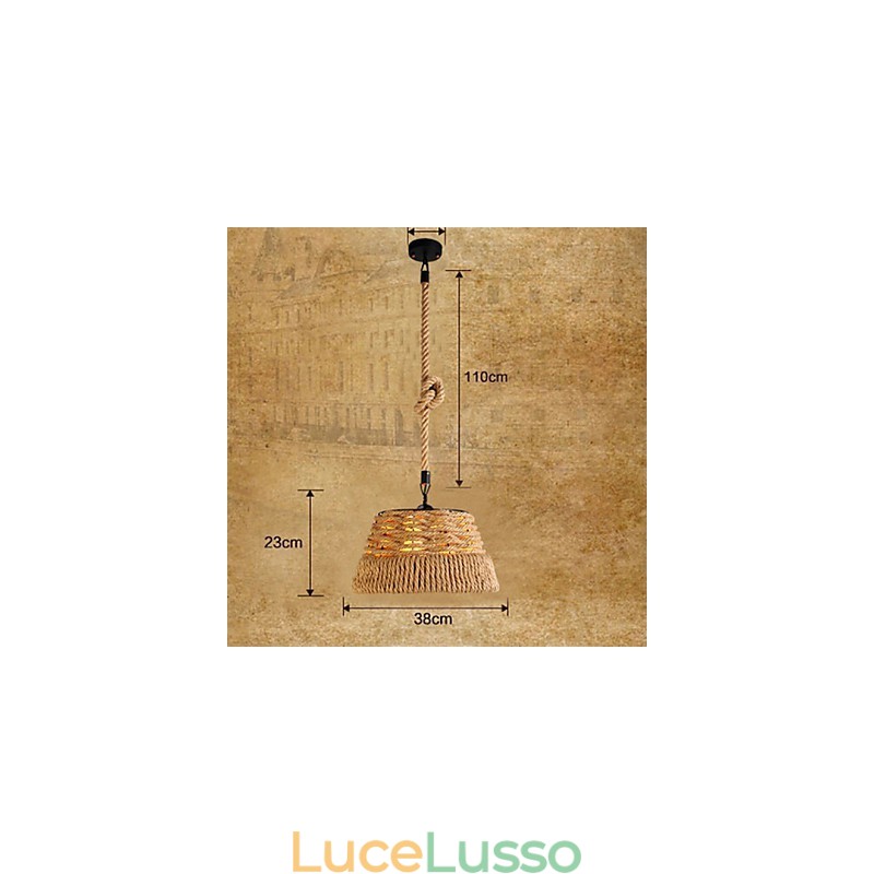 Lampadario a sospensione industriale con vento creativo nordico in corda di canapa e pasti