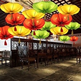 Lampada lanterna di loto del sud-est asiatico, imitazione romantica di arte del tessuto, classica, a goccia