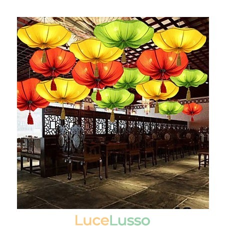 Lampada lanterna di loto del sud-est asiatico, imitazione romantica di arte del tessuto, classica, a goccia Lampada lanterna di loto del sud-est asiatico, imitazione romantica di arte del tessuto, classica, a goccia