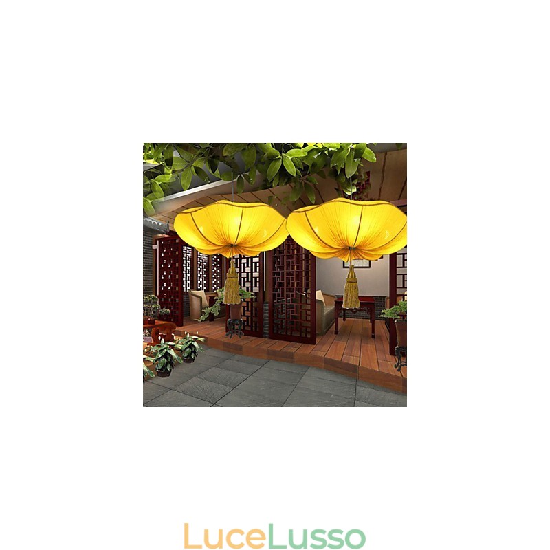 Lampada lanterna di loto del sud-est asiatico, imitazione romantica di arte del tessuto, classica, a goccia
