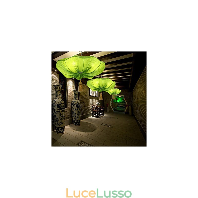 Lampada lanterna di loto del sud-est asiatico, imitazione romantica di arte del tessuto, classica, a goccia