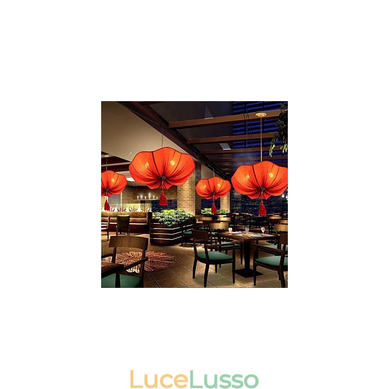 Lampada lanterna di loto del sud-est asiatico, imitazione romantica di arte del tessuto, classica, a goccia