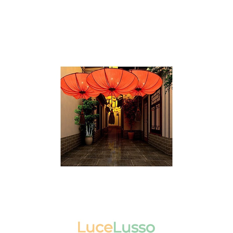 Lampadario creativo rotondo grande rosso lanterna foglia di loto matrimonio festival stoffa arte lampadario luce