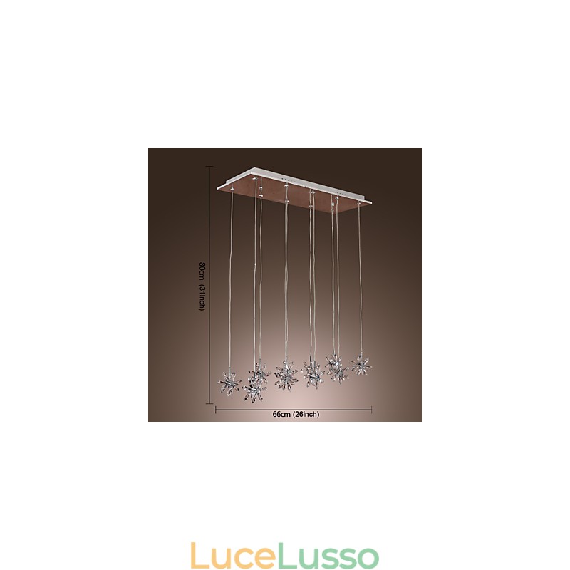 Lampada a sospensione moderna in metallo cromato e cristallo contemporaneo
