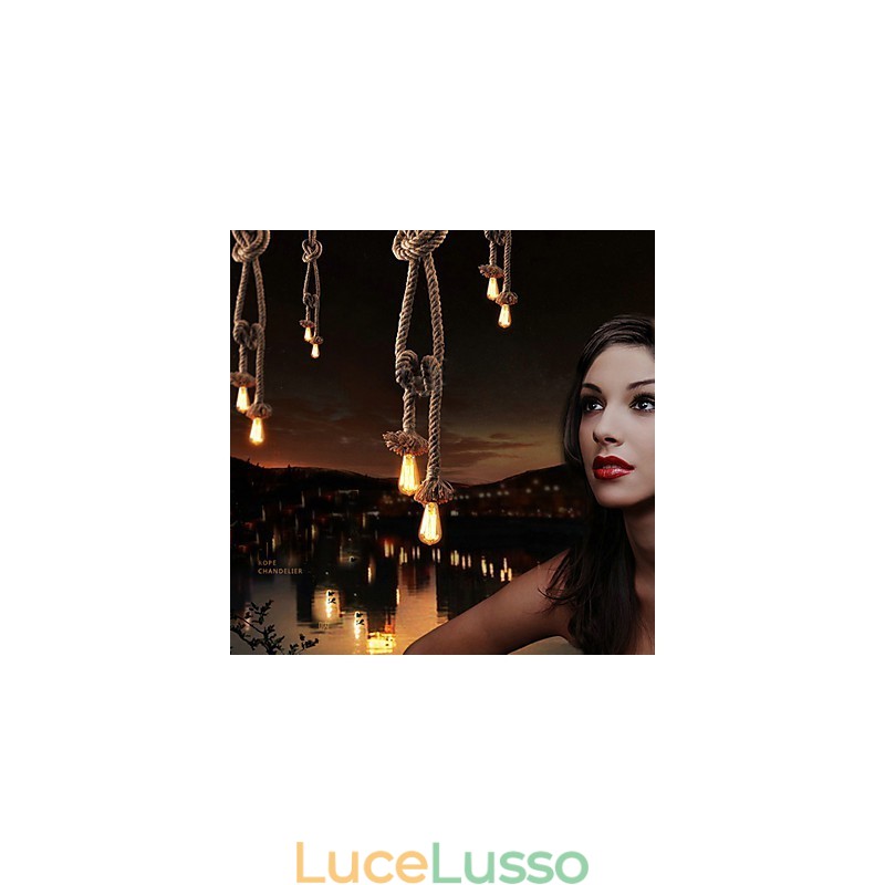 Lampadario creativo multifunzione in corda di canapa