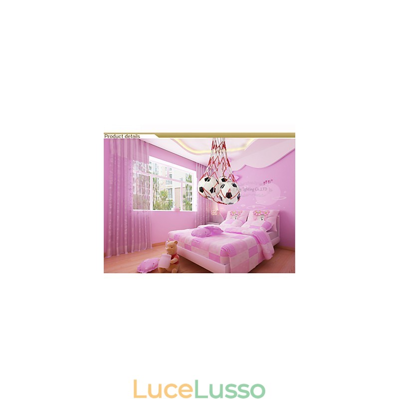 Bambini Calcio Moderno Minimalista Lampada a Sospensione Ragazzo Luci 3 Luci