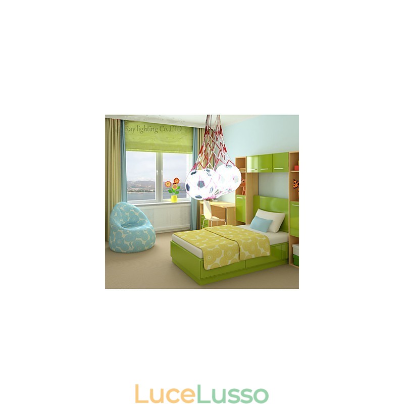 Bambini Calcio Moderno Minimalista Lampada a Sospensione Ragazzo Luci 3 Luci