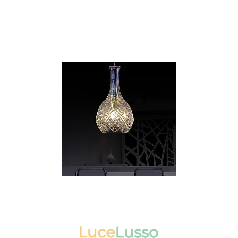 Lampada a sospensione moderna in metallo e cristallo contemporaneo