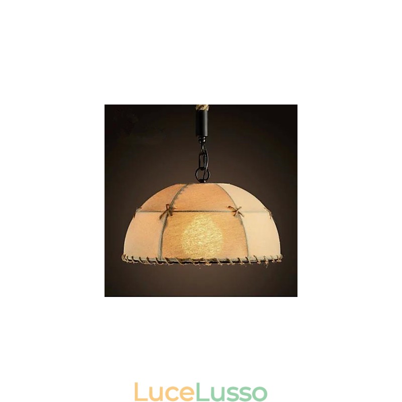 Un breve lampadario a semicerchio in corda di canapa di Vogue Lights