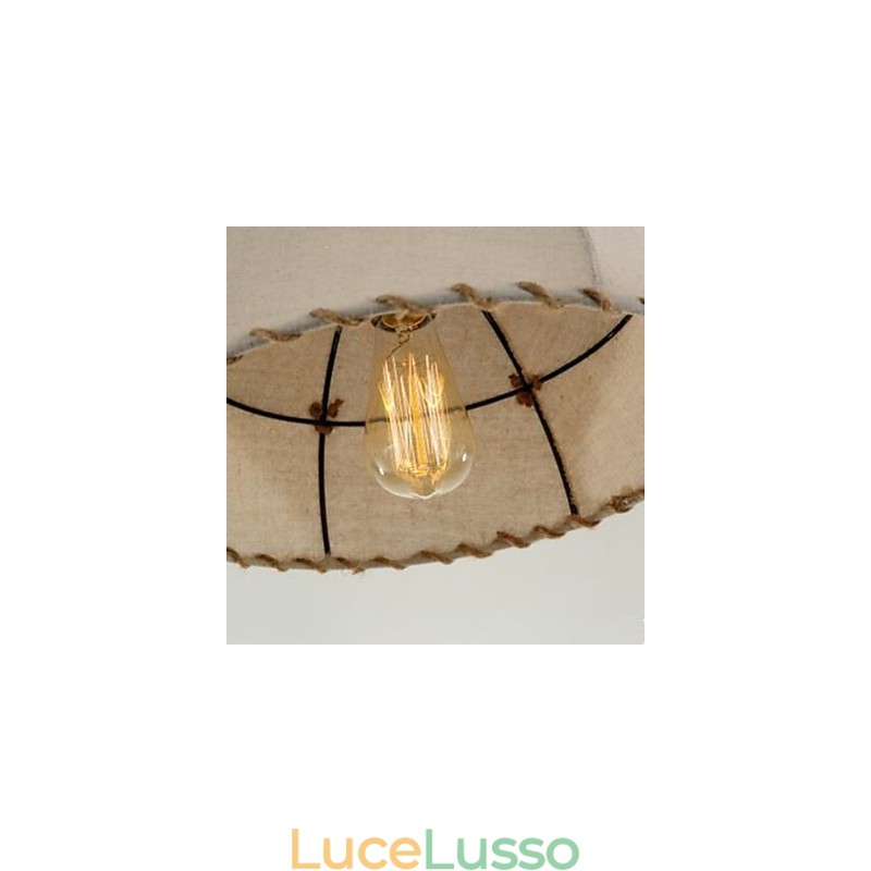 Un breve lampadario a semicerchio in corda di canapa di Vogue Lights