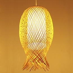 Lampada a goccia moderna in bambù intrecciato con decorazione in bambù