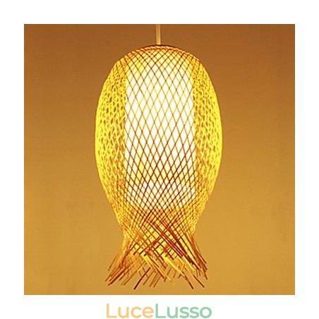 Lampada a goccia moderna in bambù intrecciato con decorazione in bambù Lampada a goccia moderna in bambù intrecciato con decorazione in bambù