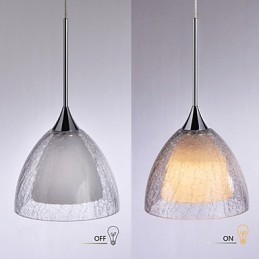Lampada a sospensione a 3 luci, due strati, in vetro crepato, cromo lucido