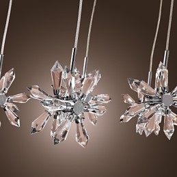 Lampada a sospensione moderna in metallo cromato e cristallo contemporaneo