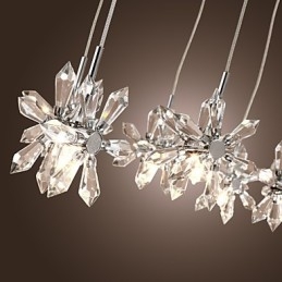 Lampada a sospensione moderna in metallo cromato e cristallo contemporaneo