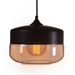 WestMenLights Vintage Moderna Lampada da soffitto in vetro verniciato Lampada a sospensione Nero Diametro 250mm