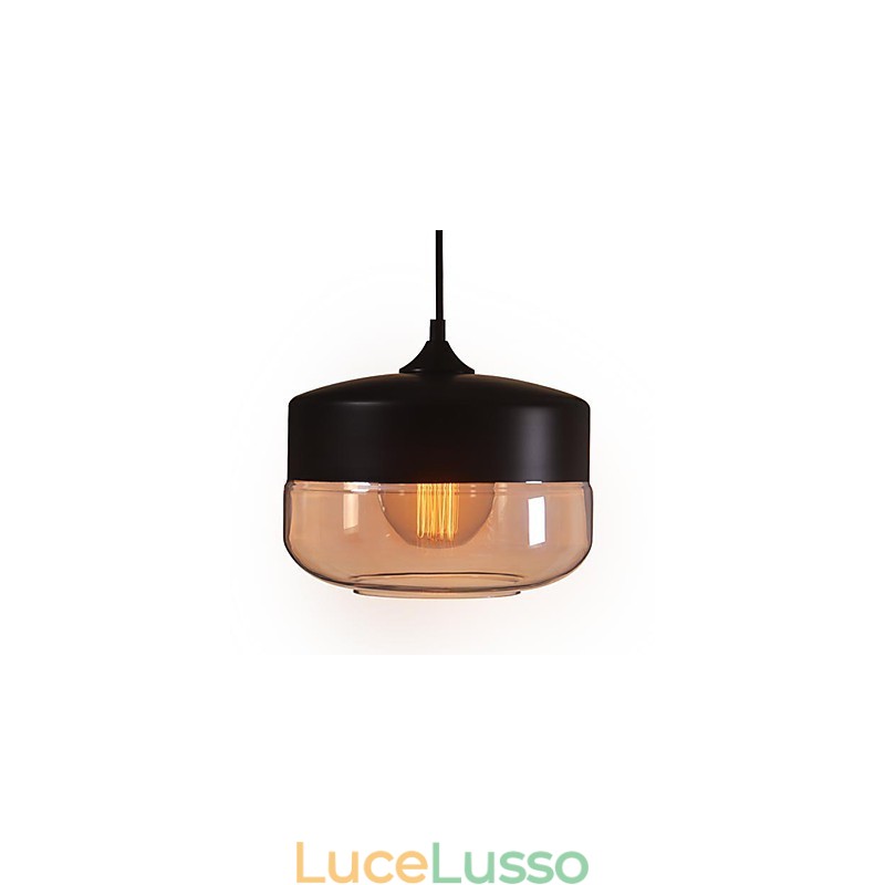 WestMenLights Vintage Moderna Lampada da soffitto in vetro verniciato Lampada a sospensione Nero Diametro 250mm