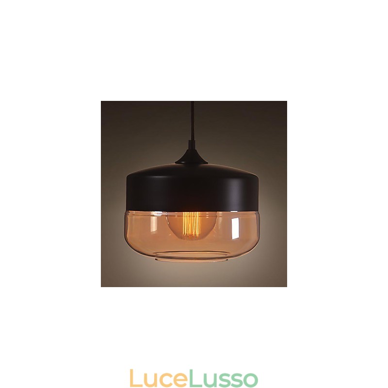 WestMenLights Vintage Moderna Lampada da soffitto in vetro verniciato Lampada a sospensione Nero Diametro 250mm