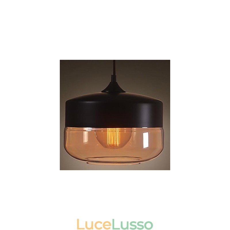 WestMenLights Vintage Moderna Lampada da soffitto in vetro verniciato Lampada a sospensione Nero Diametro 250mm