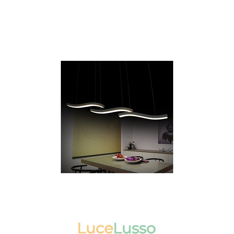 Lampada a sospensione in acrilico semplice e alla moda con design ondulato
