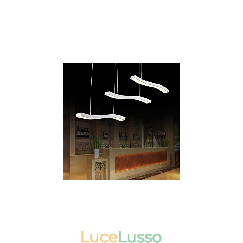 Lampada a sospensione in acrilico semplice e alla moda con design ondulato