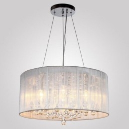 Lampadario tradizionale classico in metallo cromato di cristallo