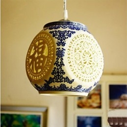 Lampada in ceramica retrò Lampadario a testa singola blu Scale Lampadario creativo