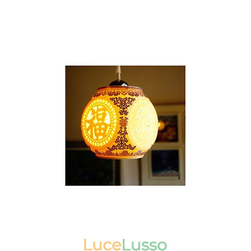 Lampada in ceramica retrò Lampadario a testa singola blu Scale Lampadario creativo