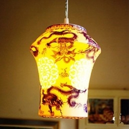 Lampada in ceramica retrò Lampadario a testa singola blu Scale Lampadario creativo