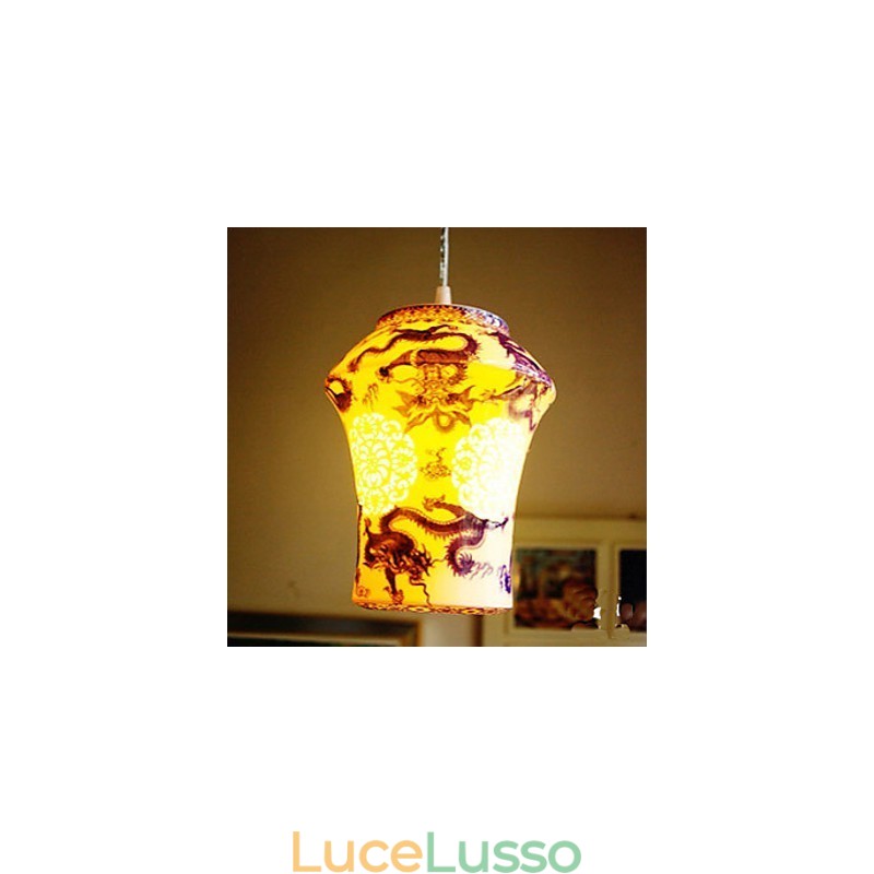 Lampada in ceramica retrò Lampadario a testa singola blu Scale Lampadario creativo
