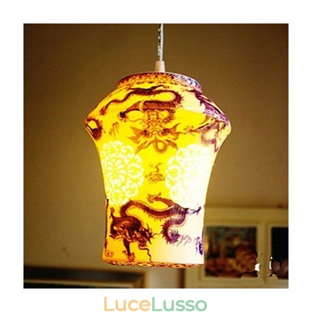 Lampada in ceramica retrò Lampadario a testa singola blu Scale Lampadario creativo Lampada in ceramica retrò Lampadario a testa singola blu Scale Lampadario creativo