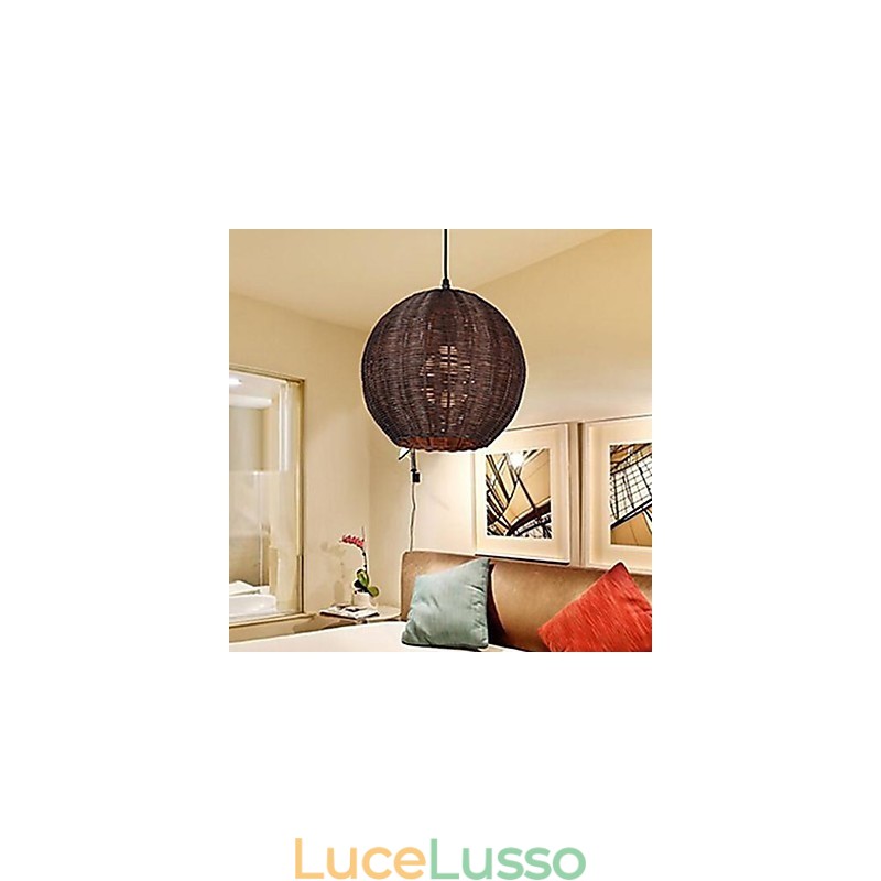 Lampada a sospensione moderna e contemporanea in metallo a forma di globo di campagna