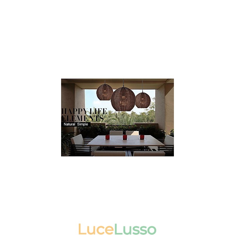 Lampada a sospensione moderna e contemporanea in metallo a forma di globo di campagna